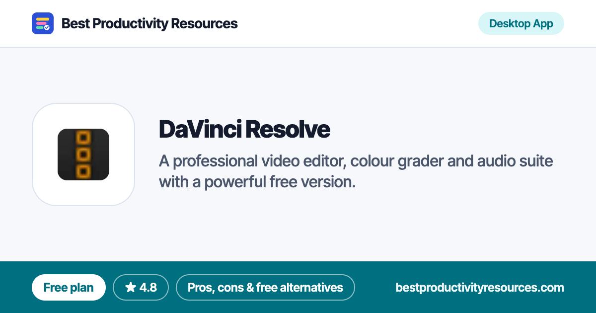 DaVinci Resolve on Best Productivity Resources