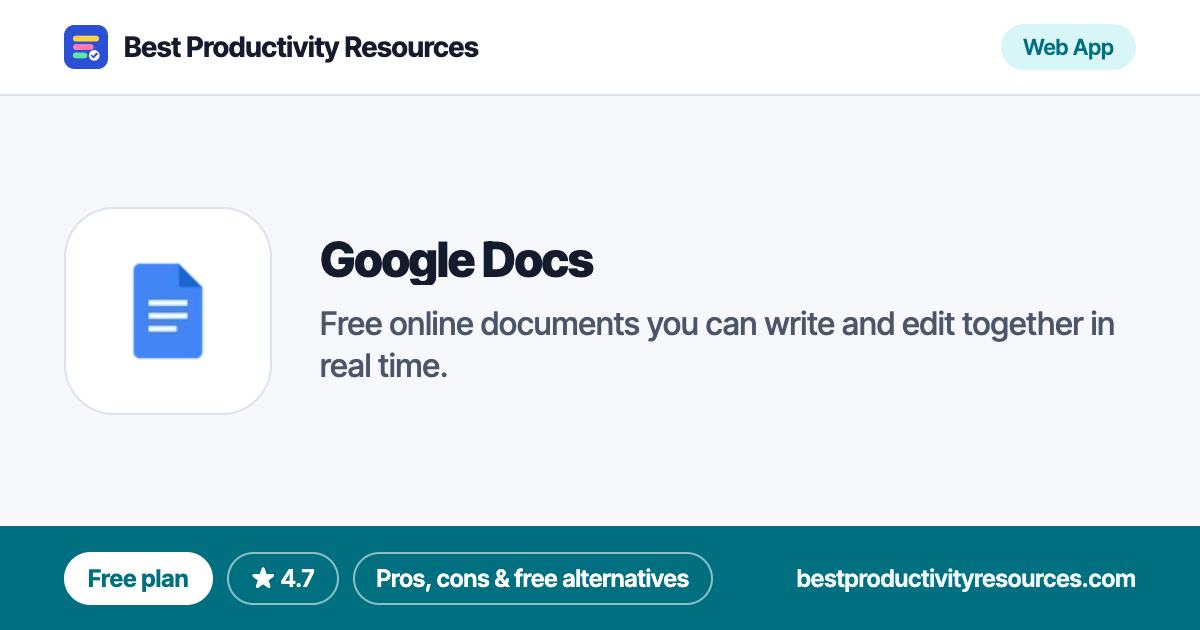 Google Docs on Best Productivity Resources
