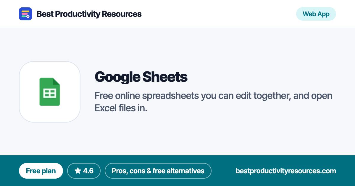 Google Sheets on Best Productivity Resources