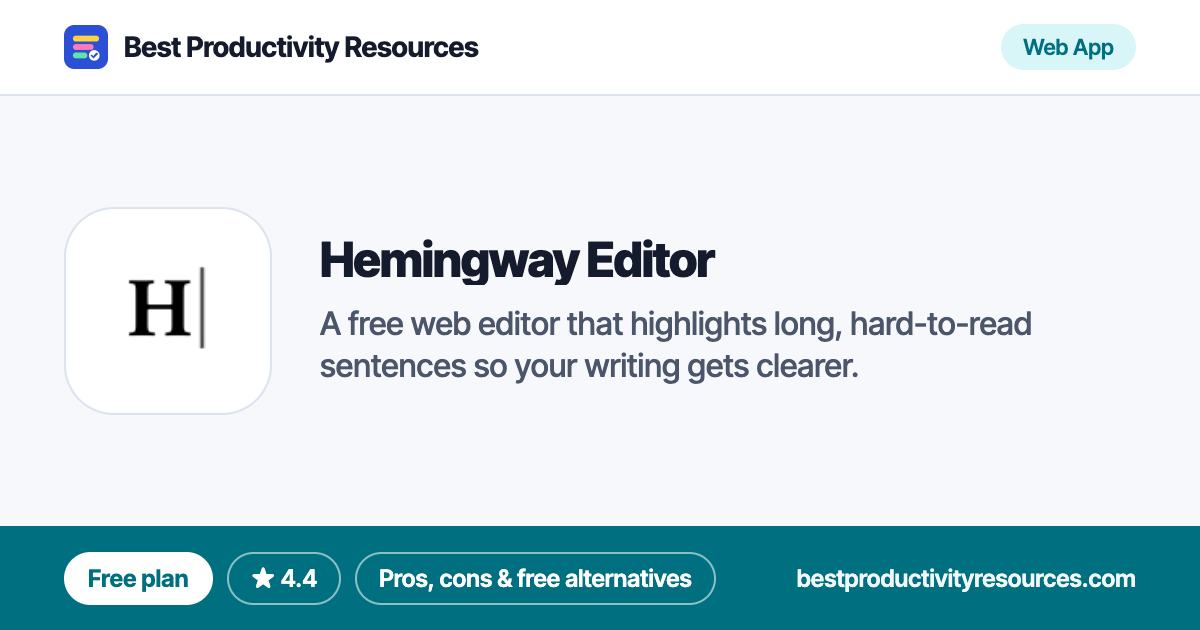 Hemingway Editor on Best Productivity Resources