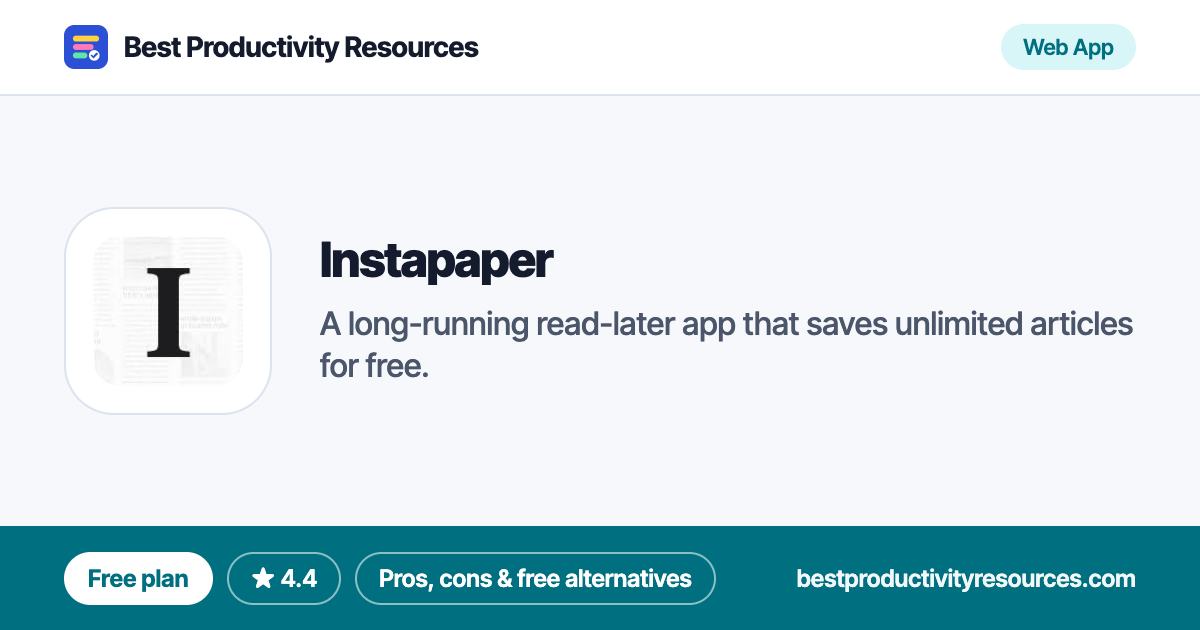 Instapaper on Best Productivity Resources