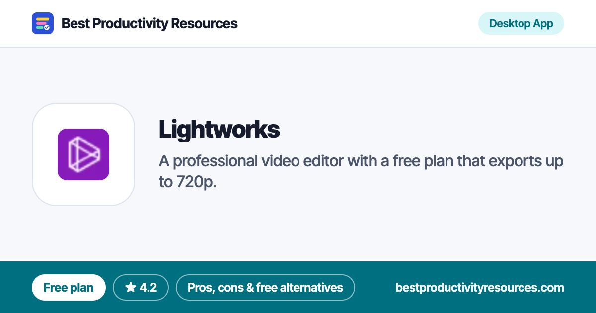 Lightworks on Best Productivity Resources