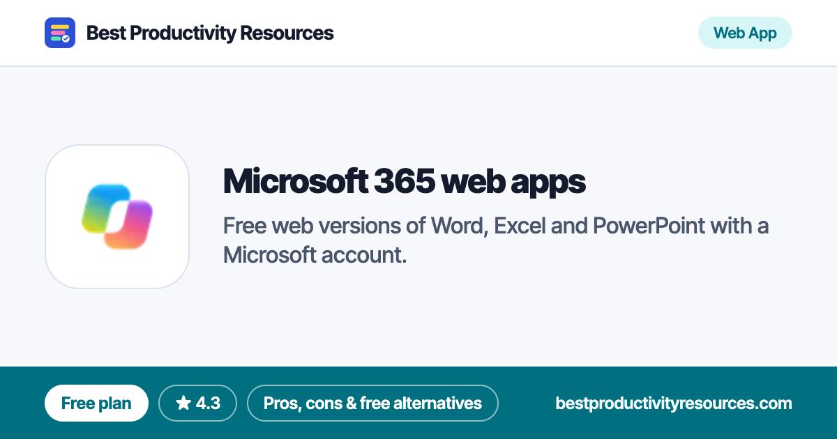 Microsoft 365 web apps on Best Productivity Resources