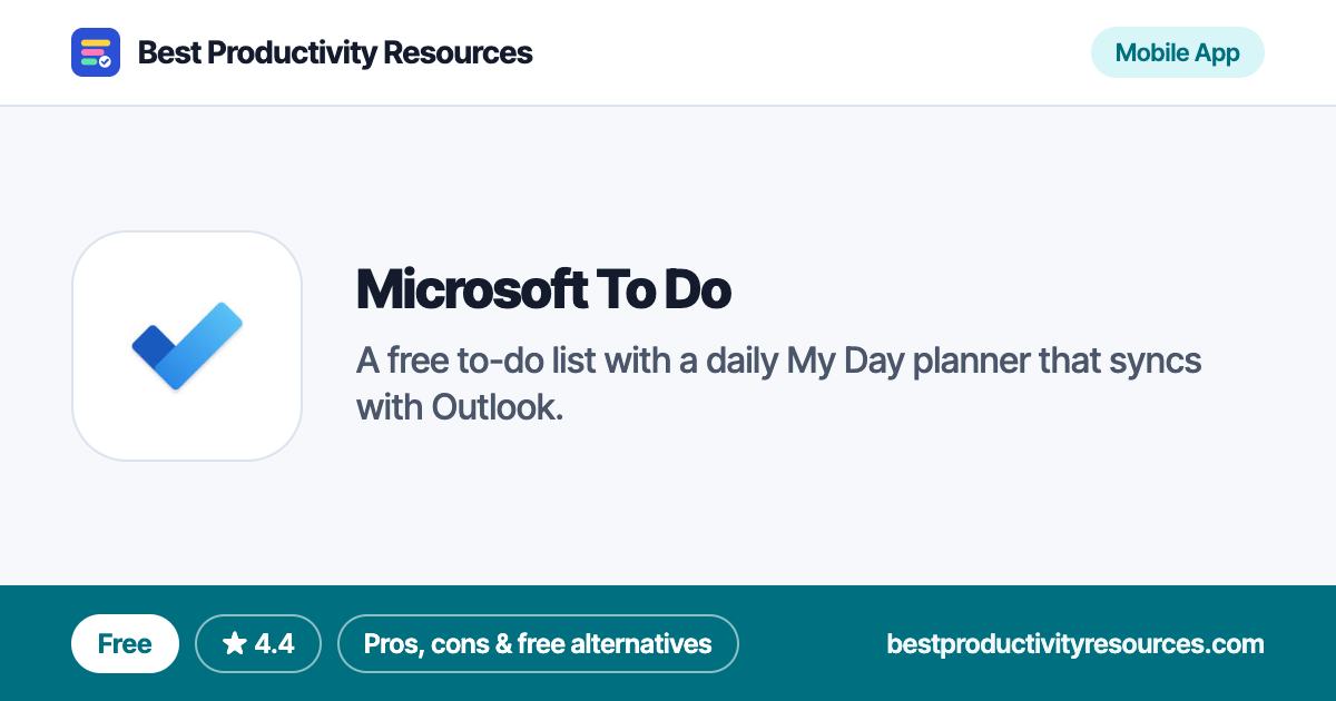 Microsoft To Do on Best Productivity Resources