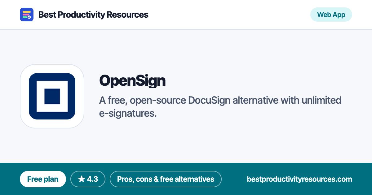 OpenSign on Best Productivity Resources
