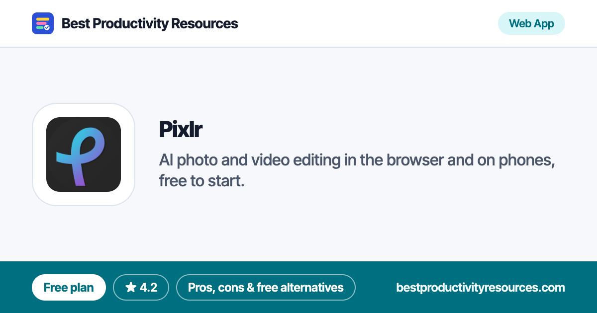 Pixlr on Best Productivity Resources