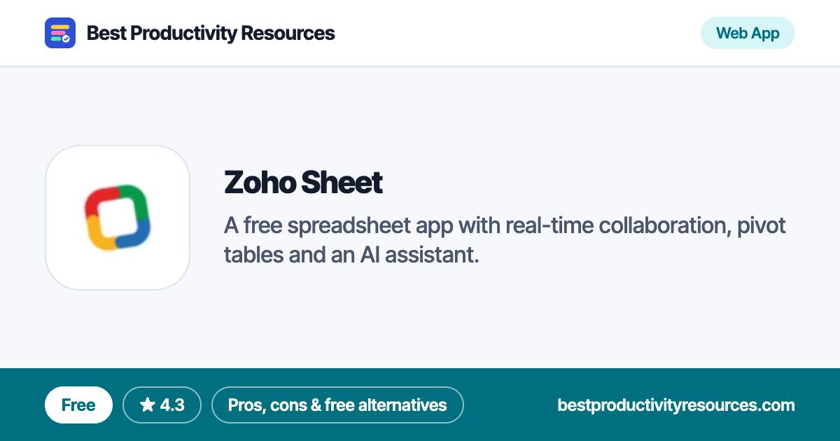 Zoho Sheet on Best Productivity Resources