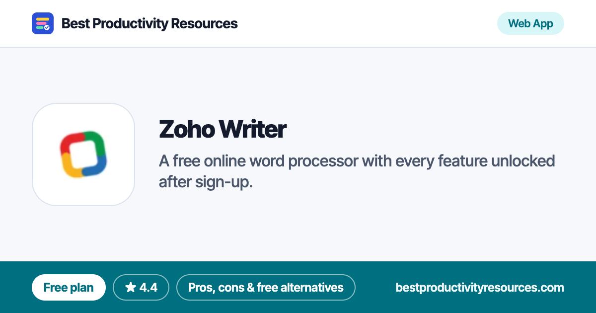 Zoho Writer on Best Productivity Resources